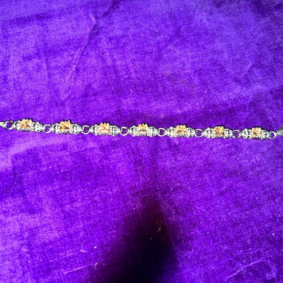 Sterling Silver & gold bracelet with yellow zircon in 7 1/4 - Picture 4 of 6